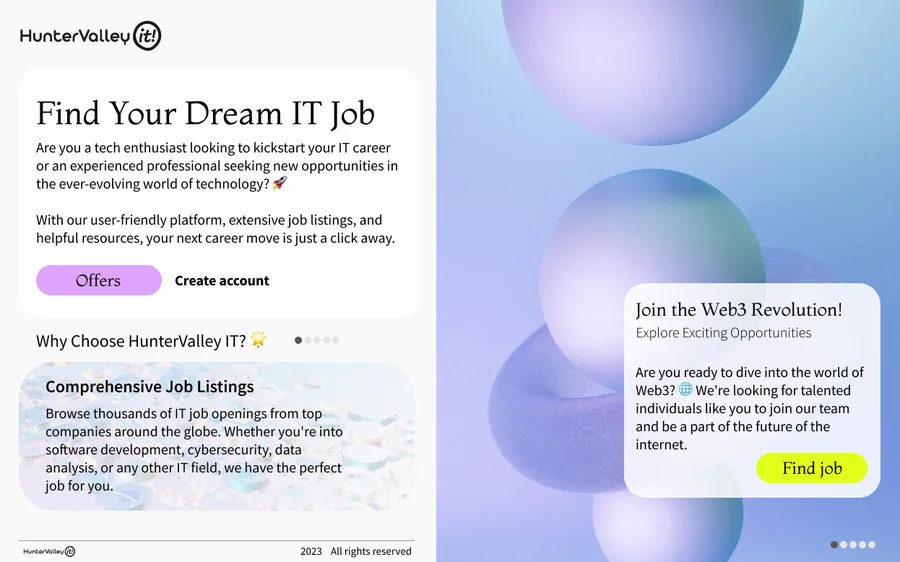 HunterValley IT — home page of the IT job board platform