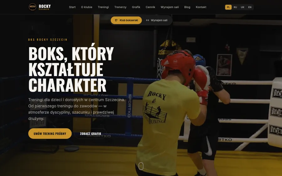 BKS Rocky Szczecin — boxing club website in four languages
