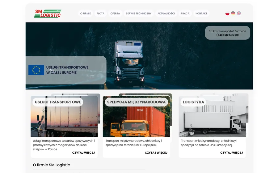 SM Logistic — strona firmy transportowej
